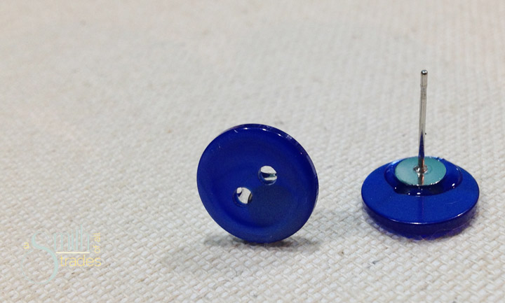 Blue button earrings