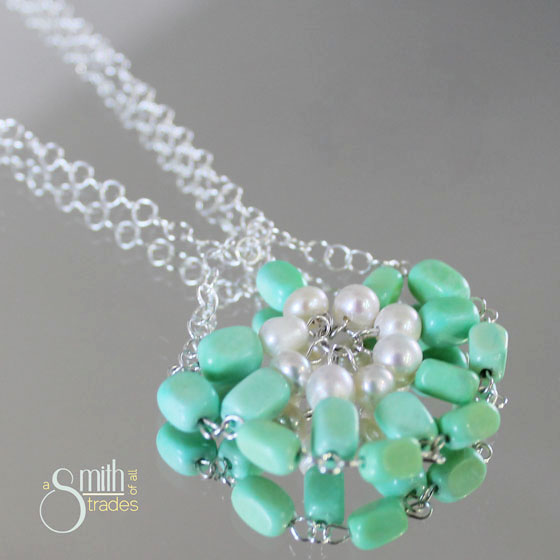 {A Smith of All Trades} Green Turquoise and Pearl Necklace