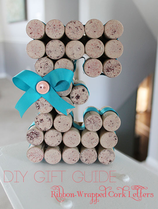 Ribbon Wrapped Cork Letters